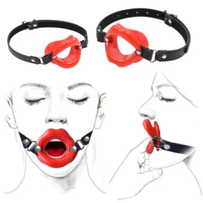 Bâillon Bouche Ouverte avec Anneau – Cuir PU & Silicone Souple – Accessoire de Bondage pour Couples