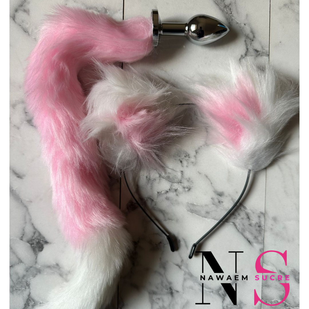 🌸 Plug Anal Rose avec Queue de Renard en Fausse Fourrure