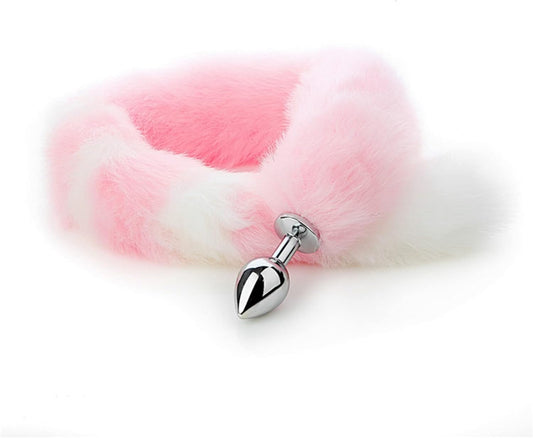🌸 Plug Anal Rose avec Queue de Renard en Fausse Fourrure